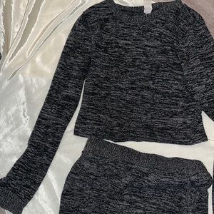 Feathered Grey Skirt Set